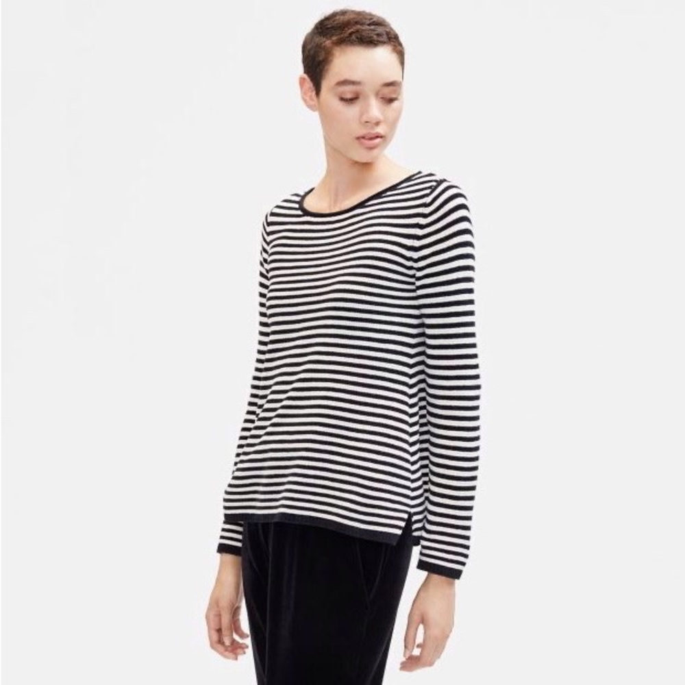 Eileen‎ Fisher | Cotton Chenille Striped Sweater Size XS